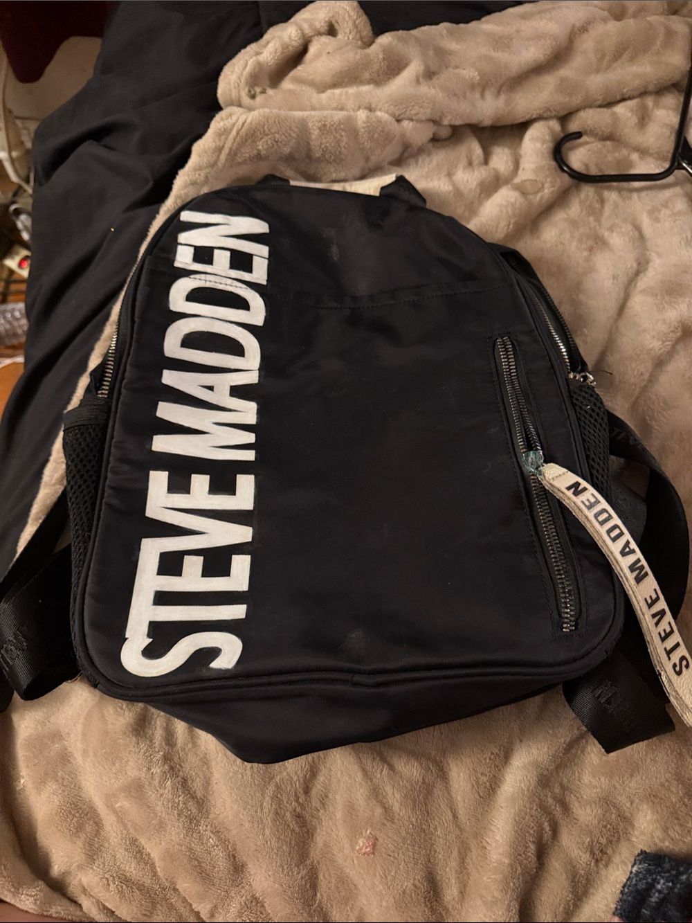 Steve Madden Black Men's Backpack with White Logo